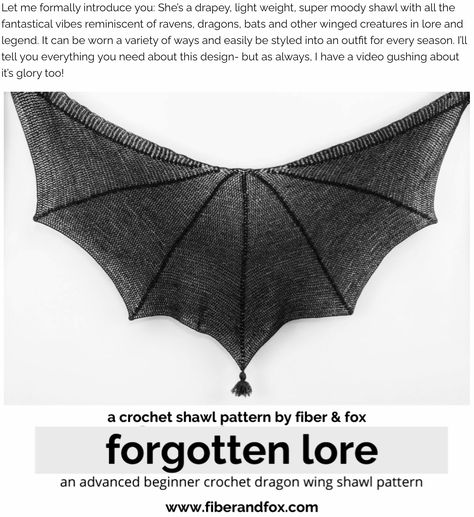 Goth Crochet Shawl, Gothic Shawl Crochet Pattern, Crochet Gothic Patterns, Crochet Bat Wings, Bat Shawl, Witchy Crochet Patterns, Goth Knitting, Goth Sewing, Crochet Plant Hangers