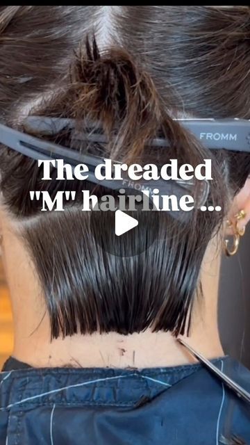 behindthechair.com on Instagram: "✋🏼I always get asked how to deal with the dreaded "M" hairline bob haircuts... via @rayvoltagebeauty

My answer... don't try and force a growth pattern like this to do anything I won't do naturally.

Just comb it where it naturally falls and cut it so it stays there. You can then create graduation above the hairline area if you need to. Or leave it as an undercut.

✂️I used my @arcscissors Paragon II 6" to create this haircut. Sharp scissors are an absolute must when working with these tricky areas. 

haircut, hairstylist, hairsalon 
#arcscissors #madeinjapan #btcReelQuickie #BEHINDTHECHAIR #btcrayvoltagebeauty" M Hairline, Dreads With Undercut, Forced Haircut, Sharp Scissors, Bob Haircuts, Cut It, Undercut, Hair Cut, Bobs Haircuts