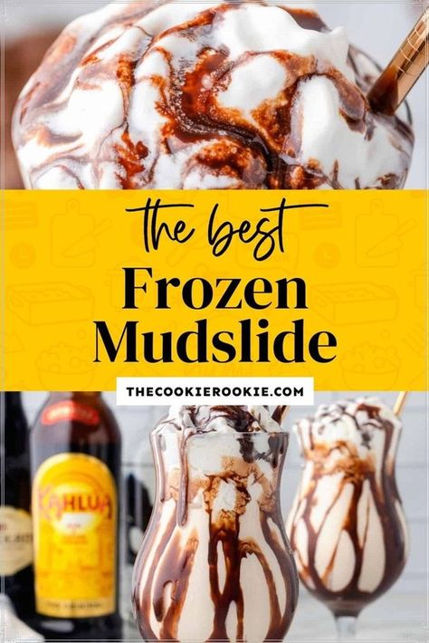 Mudslide Recipe Alcohol, Frozen Mudslide Recipe, Alcoholic Milkshake, Mudslide Recipe, Chocolate Drink Recipes, Coffee And Vanilla, Boozy Chocolate, Boozy Milkshake, Frozen Cocktail