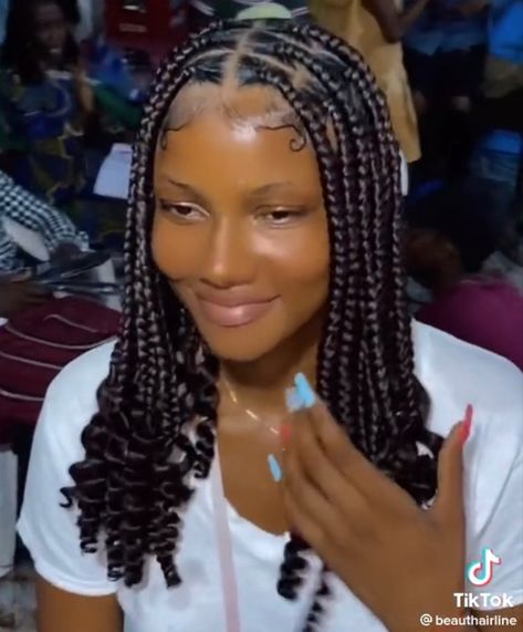 Short Jumbo Braids With Curls, One Attachment Hairstyles, Jumbo Braids With Curls, Extension Hairstyles, Short Box Braids Hairstyles, Short Box Braids, Big Box Braids Hairstyles, Goddess Braids Hairstyles, Quick Natural Hair Styles