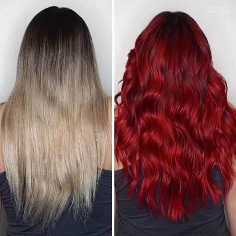 #hairbestie @serrinasanchez This red 🤤 My new fav. So pigmented!! Partial root touchup with babylights+backcombing, root smudge, color and… Root Smudge, Red Hair, Long Hair Styles, Hair Styles, Hair, Red, Beauty, Instagram, Color