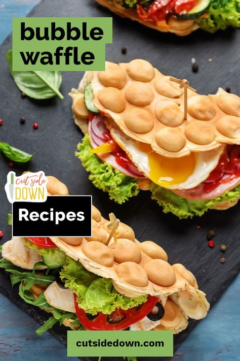 Breakfast Waffle Recipes, Bubble Waffles, Waffle Ice Cream, Bubble Waffle, Pampered Chef Recipes, Waffle Sandwich, Food Breakfast, Recipes Breakfast, Waffle Recipes