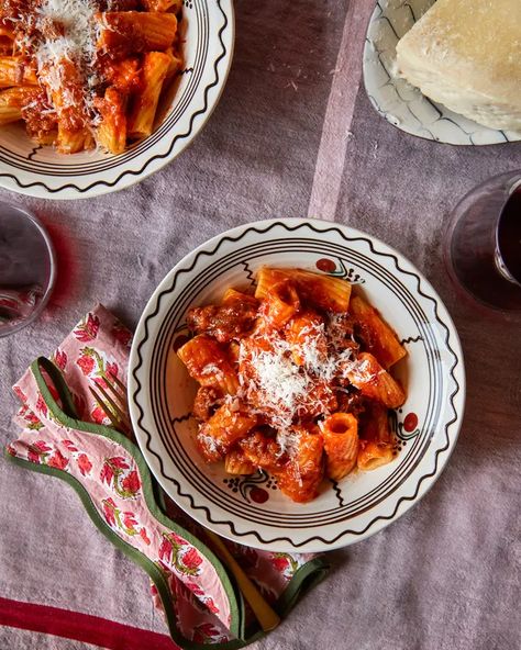 Roman-Style Rigatoni with Oxtail Ragù Recipe | Saveur Oxtail Ragu Recipe, Braised Oxtail, Ragu Recipe, Italian Comfort Food, How To Peel Tomatoes, Kitchen Smells, Bolognese Sauce, Roman Style, Braised Beef