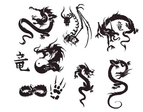 Kaligrafi China, Snake Outline, Dragon Tattoo Stencil, Small Dragon Tattoos, Japanese Tattoo Symbols, Chinese Dragon Tattoos, Japanese Dragon Tattoo, Kunst Tattoos, Japanese Dragon Tattoos