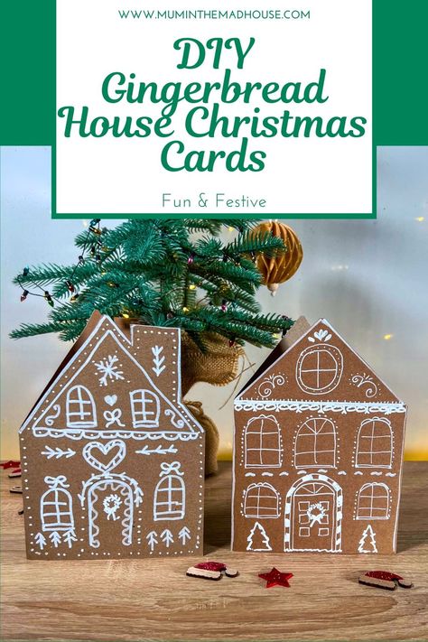 DIY Gingerbread House Christmas Cards – Festive & Handmade Holiday Greetings Gingerbread House Pop Up Card, Christmas Card House, Gingerbread Cards Handmade, Gingerbread Christmas Card, Gingerbread House Card, Diy Gingerbread House, Spring Windows, Gingerbread Cards, Paper House Template