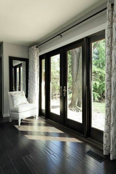 French Doors Living Room, French Doors Bedroom, Sliding Door Curtains, Oval Glass Front Door, Sliding French Doors, Patio Door Curtains, Glass Doors Patio, Door Window Treatments, French Door Curtains