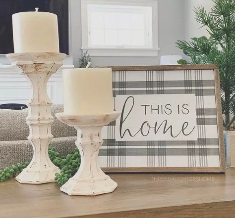 DIY Dollar Tree Candle Holders – Three Daughters Home | Hometalk Upcycle Candle Holders, Dollar Tree Hacks Decor Diy Projects, Dollar Tree Candle Holder Diy, Diy Candlestick Holders, Diy Cheap Home Decor, Diy Outdoor Candle Holders, Dollar Tree Candlesticks, Candle Holder Makeover, Farmhouse Diy Decor