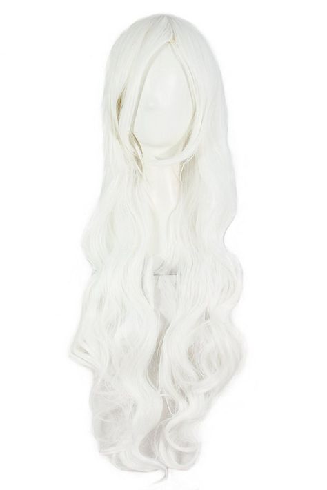 MapofBeauty 32" 80cm Long Hair Spiral Curly Cosplay Costume Wig (White)… White Wig Costume, Pony Costume, Cosplay Halloween Costumes, White Wig, Kawaii Wigs, Long White Hair, White Costume, Kpop Hair, Long Hair Wigs