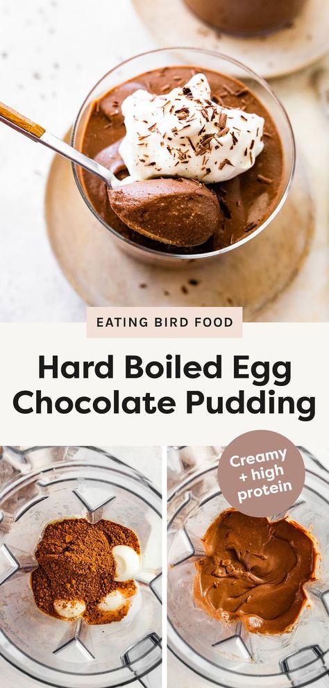 Hard Boiled Egg Chocolate Pudding - Eating Bird Food Scrambled Egg Pudding, Hard Boiled Egg Pudding, Egg Pudding Recipe, Egg Pudding, Healthy Chocolate Pudding, Egg Chocolate, Eating Bird Food, Avocado Chocolate Pudding, Hard Boiled Egg