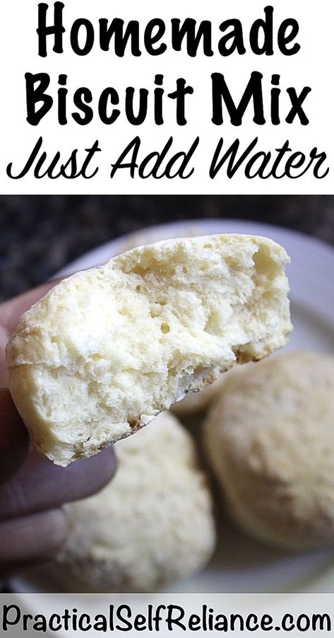 Homemade Biscuit Mix ~ Just Add Water Add Water Meals, Just Add Water Meals, Biscuit Mix Recipe, Homemade Biscuit Mix, Homemade Biscuit, Baking Mix Recipes, Prepper Pantry, Easy Biscuit, Homemade Dry Mixes