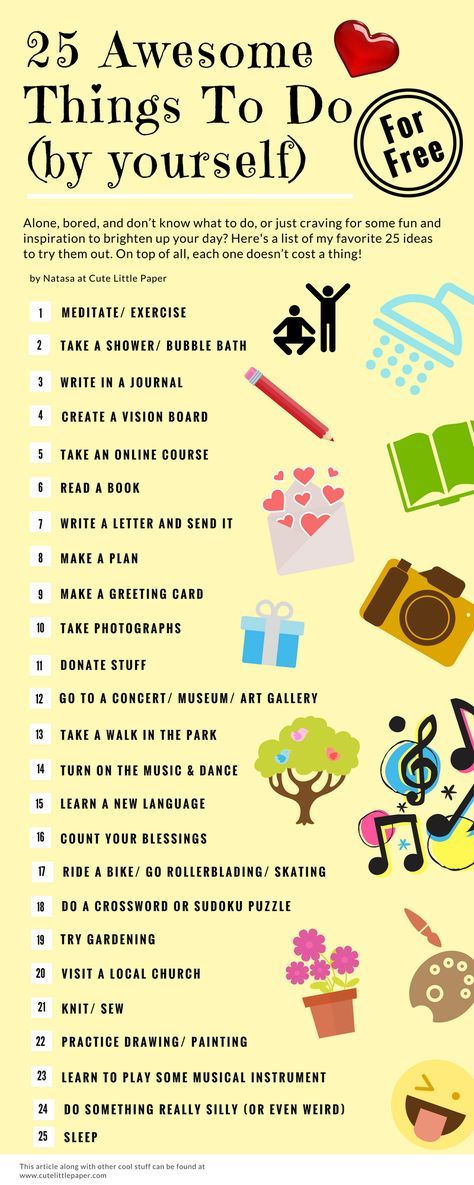 A list of 25 awesome things to do by yourself -for FREE! www.cutelittlepaper.com Fitness Journal Ideas, Things To Do By Yourself, Fitness Goals List, Ayurveda Massage, Diy Fitness, Goals List, How To Believe, Creating A Vision Board, Fitness Journal