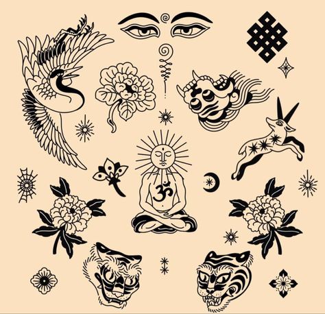 Ornamental Folk Tattoo, 60s Tattoo Ideas, Ollie Tattoo, Folk Art Tattoo, Traditional Flash Tattoo, Ornamental Tattoos, Trad Tattoos, Traditional Tattoo Flash Art, Tattoo 2024