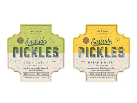 Pickle Label Design, Pickle Brands, Vintage Food Labels, Jar Packaging, Jar Design, Vintage Packaging, Pickle Jars, Box Packaging Design, Food Packaging Design