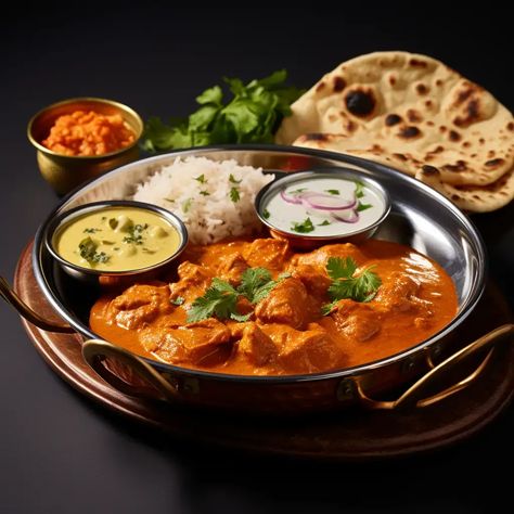 Butter Chicken, also known as Murgh Makhani, is a quintessential North Indian dish celebrated for its rich and creamy tomato-based gravy and tender pieces of chicken. This iconic dish is known for its sumptuous flavors, often associated with Indian cuisine worldwide. Butter Chicken is a testament to the harmonious blend of spices, creaminess, and the heartiness that characterizes Indian comfort food. Indian Comfort Food, Murgh Makhani, Food Snap, Food Pic, Butter Chicken Recipe, Creamy Tomato Sauce, Space Illustration, Gluten Free Rice, Desi Food