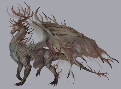 Deer Dragon, Creature Artwork, Mythical Animal, Deer Art, Cute Fantasy Creatures, Fantasy Beasts, Deer Stags, Creature Drawings, Monster Concept Art