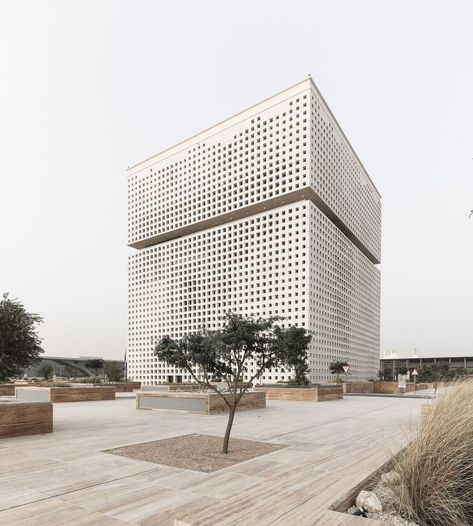 OMA-designed Qatar Foundation unveiled in new photos - Curbed Oma Architecture, Headquarters Building, Commercial And Office Architecture, Square Windows, Architecture Panel, Interior Design Sketches, Interior Sketch, Precast Concrete, Famous Architects