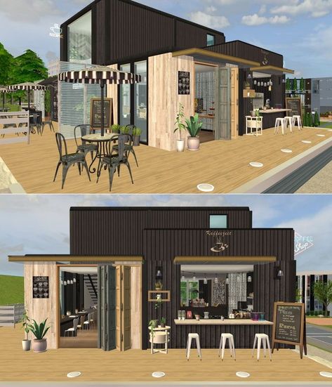 Retail Tycoon 2, Restaurant Tycoon 2, Sims 2 House, Restaurant Game, Sims Freeplay Houses, Sims 4 House Design, Sims House Design, Outdoor Cafe, 3d Building