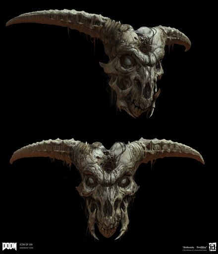 Demonic Images, Icon Of Sin, Doom Demons, Black Paper Background, Doom 2016, Skull Icon, Doom Eternal, Concept Art World, Demon Art