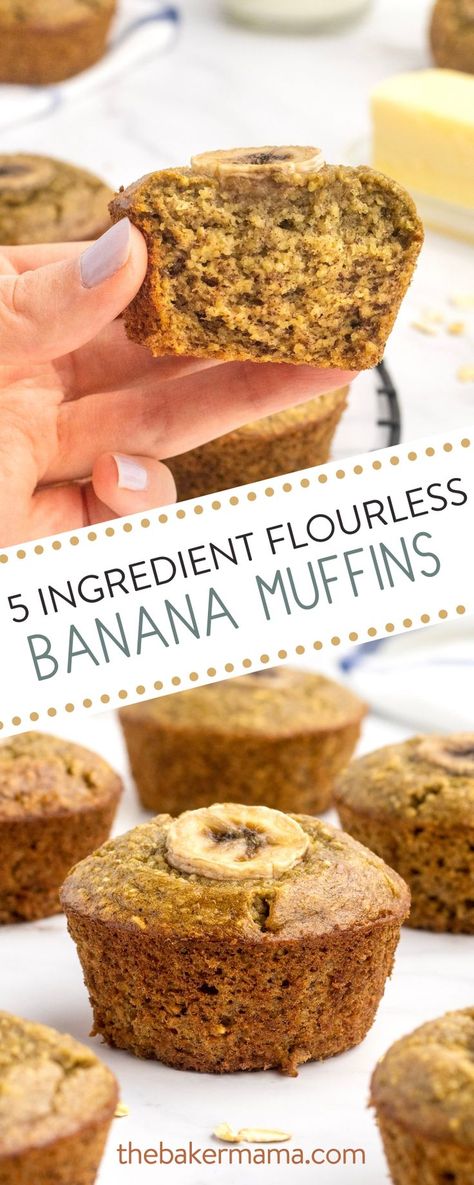 Naturally sweetened with maple syrup, these 5-Ingredient Flourless Banana Muffins are so delicious and moist, they’ll never miss what’s not in them. Flour-free, dairy-free and insanely tasty, you’ll feel great about serving them to your family! Of course, if you want to make truly gluten-free banana muffins, be sure to use gluten-free oats. Either way, the results are YUM. Flour Free Banana Muffins, Banana Oat Muffins No Flour, Banana Muffin No Flour, Banana Muffins 5 Ingredients, Banana Oatmeal Maple Syrup Muffins, Flourless Banana Desserts, Banana Oatmeal Muffins Healthy No Flour, Oatmeal Banana Muffins No Flour, Healthy Banana Muffins No Flour