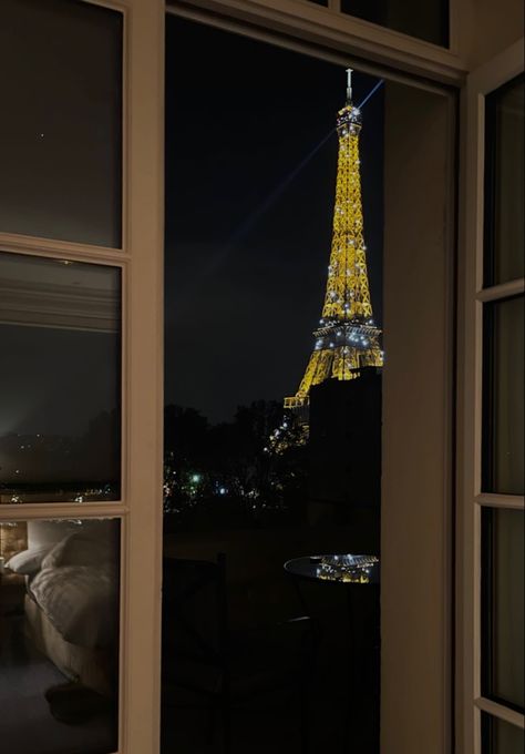 Paris View Night, Paris Hotel View, Paris Apartment Aesthetic, Empire Hotel, Mehendi Decor Ideas, An Open Window, Paris View, French Lifestyle, Romantic Paris