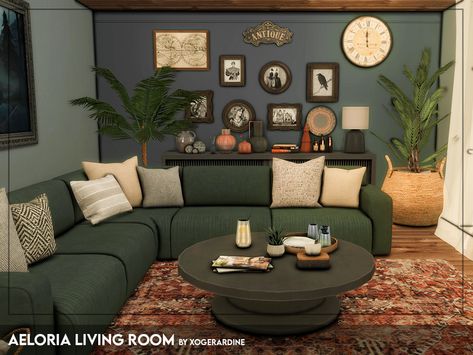 The Sims Resource - Aeloria Living Room (TSR only CC) Living Room Sims 4, Sims 4 Cc Furniture Living Rooms, Olive Sofa, Resource Furniture, Sims 4 Tsr, Mod Furniture, Sims 4 Bedroom, The Sims 4 Packs, Sims 4 House Design