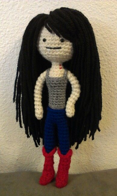 Crochet Marceline (Adventure Time) by Ashton Muñoz Marceline Crochet, Adventure Time Crochet, Marceline Adventure Time, Hand Knitting Diy, Crochet Cat Pattern, Things To Crochet, Cute Sewing Projects, Kawaii Crochet, Crochet Clothing And Accessories