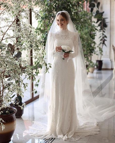 Royal Simple Wedding Dress, Symmetrical Wedding Dress, 1800s Inspired Wedding Dress, Long Sleeve Lace Wedding Dress Vintage Modest, Catholic Wedding Dress Modest, Hairstyle For Mermaid Wedding Dress, Lily Collins Wedding Dress, Classy Wedding Dress With Sleeves, Modest Wedding Gowns With Sleeves