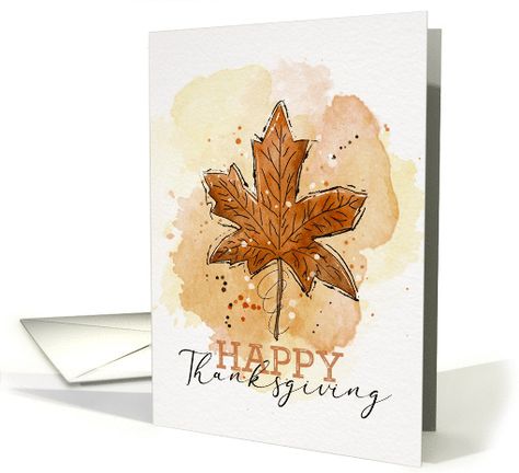 Maple Leaf Line Art, Diy Thanksgiving Cards, Thanksgiving Watercolor, Happy Thanksgiving Cards, Thanksgiving Cards Handmade, Elegant Thanksgiving, Fall Art Projects, Thanksgiving Greeting Cards, Thanksgiving Card