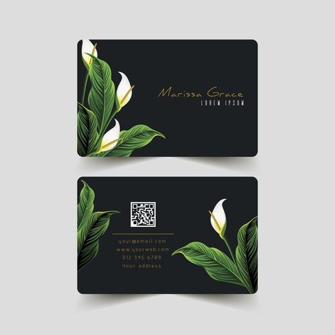 Nature Business Card, Graphic Designer Visiting Card, Makeup Artist Cards, Free Vector Business Cards, Florist Business Card, Business Card Icons, Natural Motifs, Business Card Set, Art Business Cards