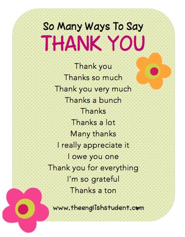 thank you, manners, ESL manners, ways to say thank you Other Ways To Say, English Learning Spoken, Conversational English, English Vocab, Interesting English Words, Good Vocabulary Words, Good Vocabulary, English Language Teaching, English Writing Skills