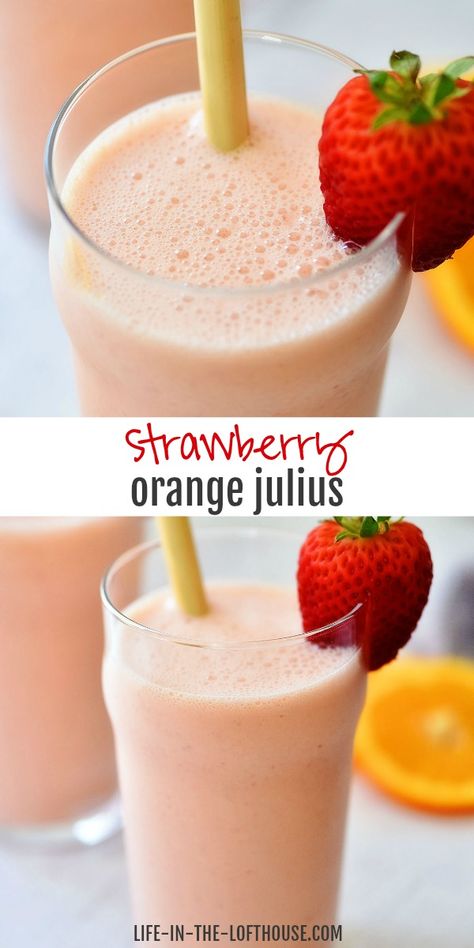 Strawberry Drink Recipes, Life In The Lofthouse, Orange Julius Recipe, Fruit Smoothie Recipes Healthy, Orange Julius, Strawberry Drinks, Drink Recipes Nonalcoholic, Smoothie Drink Recipes, Delicious Drink Recipes