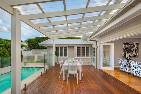 Patio Roof Extension Ideas, Beach House Deck, Patio House Ideas, Patio Gardening, Designs Wallpaper, White Pergola, Gazebo Roof, Roof Ideas, Beach House Interior Design