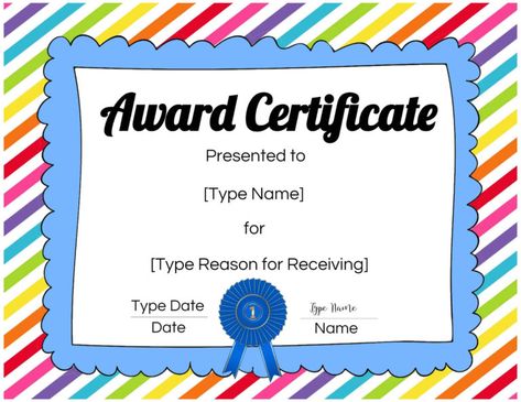 Award Templates Free, Kids Certificate, School Award Certificates, Free Printable Certificate Templates, Create Certificate, Blank Certificate Template, Graduation Certificate Template, Student Certificates, Free Printable Certificates