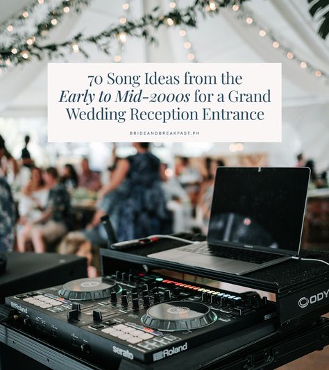 70 Song Ideas from the Early to Mid-2000s for a Grand Wedding Reception Entrance | https://brideandbreakfast.ph/2024/05/14/wedding-entrance-song-ideas/ Grand Entrance Wedding Songs, Bridesmaid Entrance Songs, Grand Entrance Wedding, Reception Entrance Songs, Grand Wedding Reception, Wedding Entrance Songs, Wedding Music Playlist, Wedding Reception Entrance, Entrance Songs