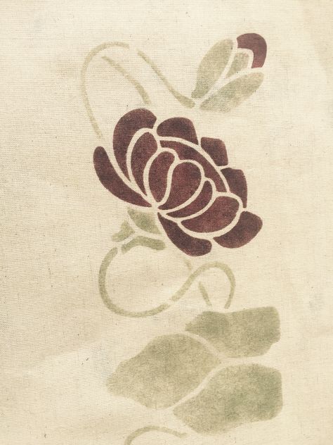 Craftsman Style Textiles, Screen Printing Inspiration, Water Lilies Art, Flower Stencils, Rug Hooking Designs, Floral Stencil, Wallpaper Stencil, Art Nouveau Tiles, Art Deco Illustration