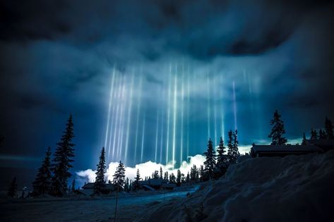 Light Pillars, Optical Phenomena, Northern Ontario, Atmospheric Phenomenon, Angkor Wat, Jolie Photo, Natural Phenomena, Picture Light, Planet Earth