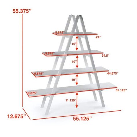 White 4 Tier A-Frame Wooden Ladder Bookcase - Bed Bath & Beyond - 35273031 A Frame Shelf, Bookcase Overstock, Garden Ladder Ideas, Makeover Aesthetic, Diy Ladder Shelf, Ladder Planter, A Frame Ladder, Christmas Tree Village Display, Garden Ladder