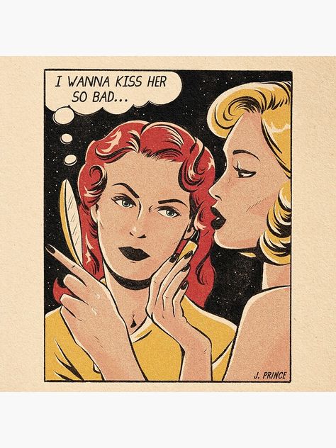 Jenifer Prince, Vintage Lesbian, Vintage Phone Case, Evelyn Hugo, Wanna Kiss, Lesbian Art, Queer Art, Arte Inspo, Retro Comic