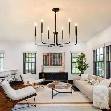 Hanging Candle Lights, Black Chandeliers, Farmhouse Chandelier Lighting, Kitchen Table Lighting, Modern Farmhouse Chandelier, Chandeliers Lighting, Farmhouse Chandeliers, Modern Lighting Chandeliers, Simple Lamp