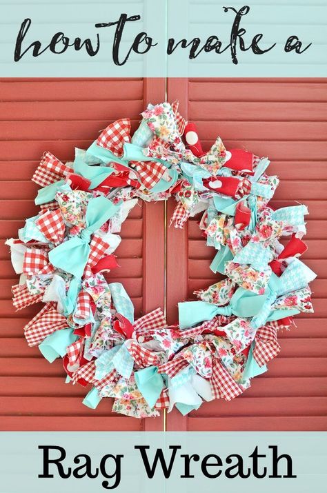 Christmas Rag Wreath Tutorial, Fabric Wreaths Diy No Sew Christmas, Rag Ribbon Wreath, Step By Step Wreath Making Diy, Easy Wreaths To Make Step By Step, Fabric Rag Wreath, Diy Rag Wreath How To Make, Fabric Wreaths Diy No Sew Tutorials, Patriotic Wreaths Diy