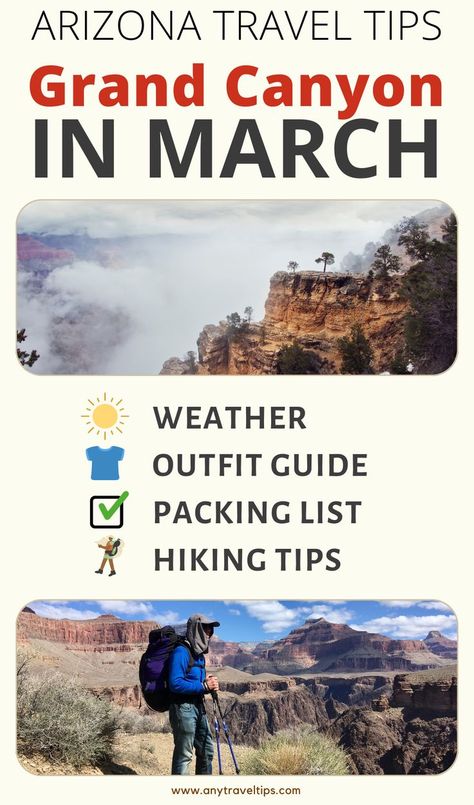 Outfits For Vegas In March, Grand Canyon Packing List, Grand Canyon In March, Arizona Packing List, Grand Canyon Outfit, Outfits For Vegas, March Weather, Grand Canyon Vacation, Arizona Travel Guide