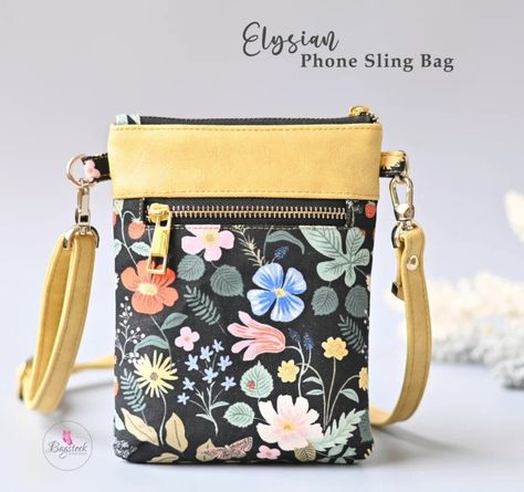 The Elysian Phone Sling Bag - Sew and Sell Fabric Bag Patterns Free, Diy Sling Bag Pattern, Diy Bag Patterns, Phone Bag Diy, Phone Sling Bag, Crossbody Purse Patterns, Sew And Sell, Sling Bag Pattern, Phone Bag Pattern