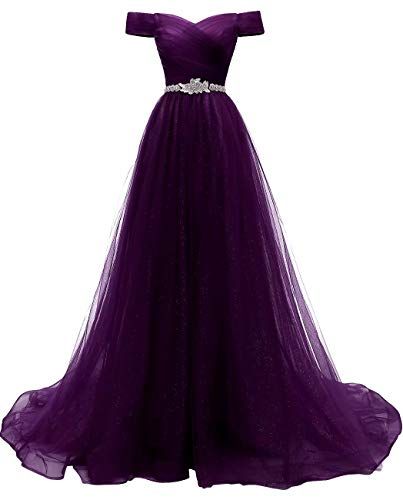 Prom Dresses Off The Shoulder, Purple Tulle, Tulle Prom Dresses, Dresses Off The Shoulder, Purple Prom, Shoulder Dresses, Purple Prom Dress, Tulle Ball Gown, Cute Prom Dresses