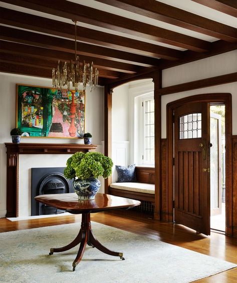 Tudor Revival Interior, Tudor Revival House, Tudor Decor, Tudor Cottage, Doll Miniatures, Craftsman Interior, Tudor Revival, Tudor Style Homes, House Aesthetic