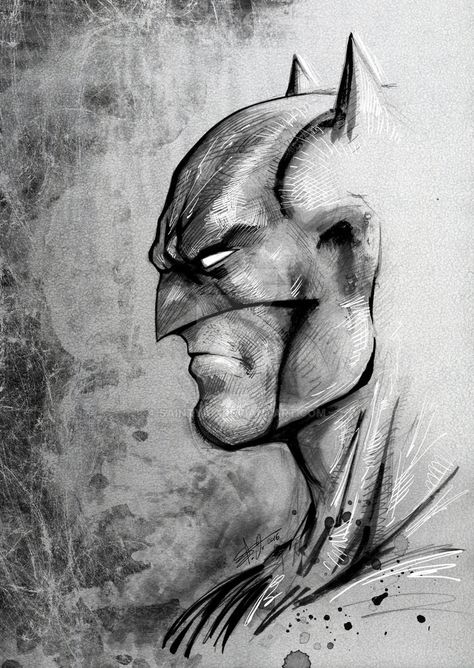 Batface by SaintYak Superhero Sketches, Batman Art Drawing, Batman Painting, Batman Drawing, Batman Tattoo, Batman Poster, Marvel Drawings, Batman Artwork, Arte Dc Comics