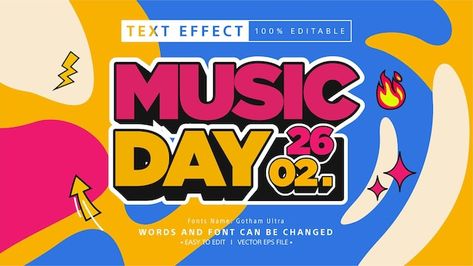 Vector editable text effect music festiv... | Premium Vector #Freepik #vector #style #text #title #typeface Festival Logo Design, Banners Music, Festival Banner, Music Festival Logos, Cartoon Mushroom, Festival Logo, 3d Vector, Vector Banner, Random Pict