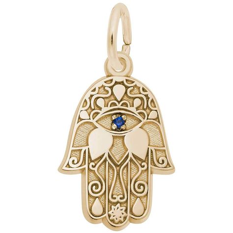 Hamsa Charm, Symbolic Jewelry, Hand Of Fatima, White Gold Jewelry, Rembrandt, Pandora Jewelry, Gold Plated Silver, Gold Charm, Blue Stone