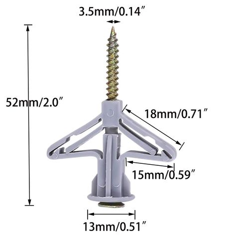 Hollow-Wall Anchors ，Drywall Anchor kit with Screws, Self-Drilling Hollow Wall Anchor, Grey, 65Lbs (Anchor 50pcs+Screw 50pcs): Amazon.com: Industrial & Scientific Hollow Wall Anchors, Hollow Wall, Drywall Anchor, Wall Anchors, Drywall, Anchors, Screw, London, Grey