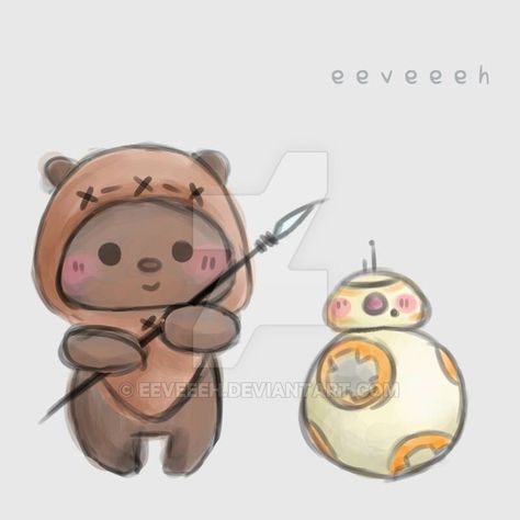 ewok + bb8 sketch  by eeveeeh Ewok Drawing, Ewok Tattoo, Dark Vador, Cute Disney Drawings, Star Wars Love, Star Wars Drawings, Star Wars Tattoo, Star Wars Fan Art, Star Wars Pictures