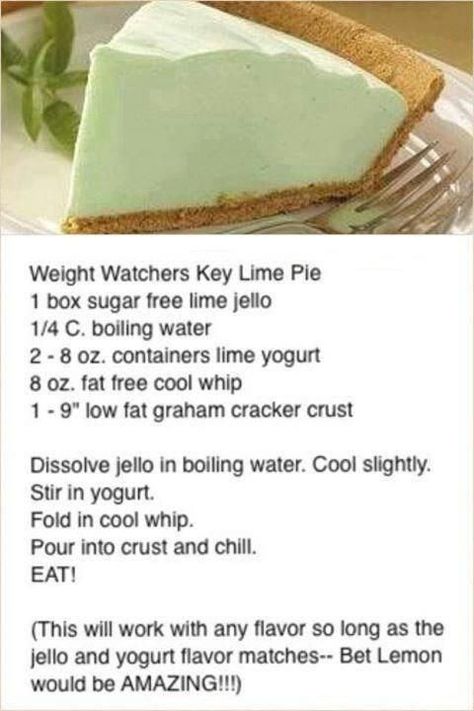 Weight Watchers Key Lime pie | Promo Bonus Coupons&Codes Ww Jello Pie, Low Calorie Key Lime Pie, Weight Watchers Pie Recipes, Ww Key Lime Pie Recipe, Ww Pie, Ww Pies, Weight Watchers Key Lime Pie Recipe, Ww Sweets, Weigh Watchers